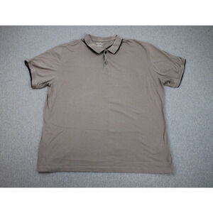 Banana Republic Polo Shirt Mens Size XXL Brown Collared Short Sleeve Black Trim